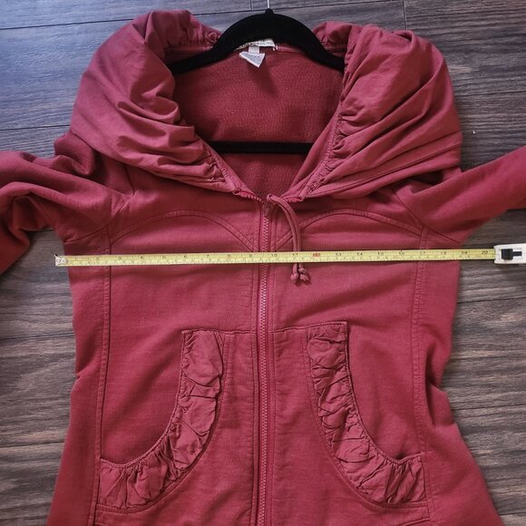 Prairie Underground Women's Long Cloak Hoodie Coatigan Size L Red - Picture 5 of 8